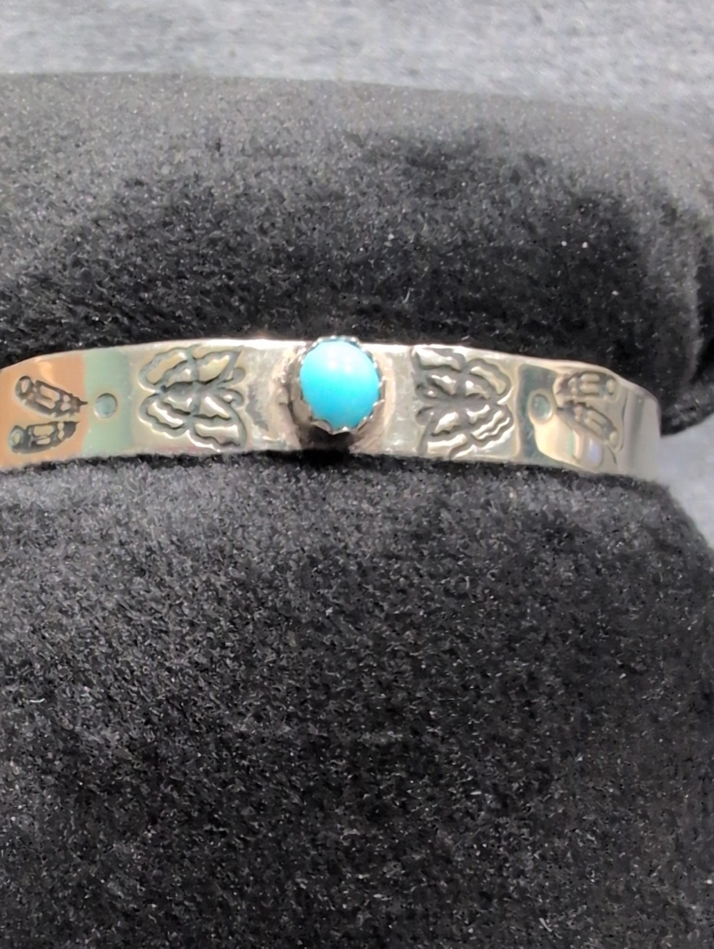 Kids Nickel Silver Cuff with Kingmon Turquoise Stone By Michelle Cadman